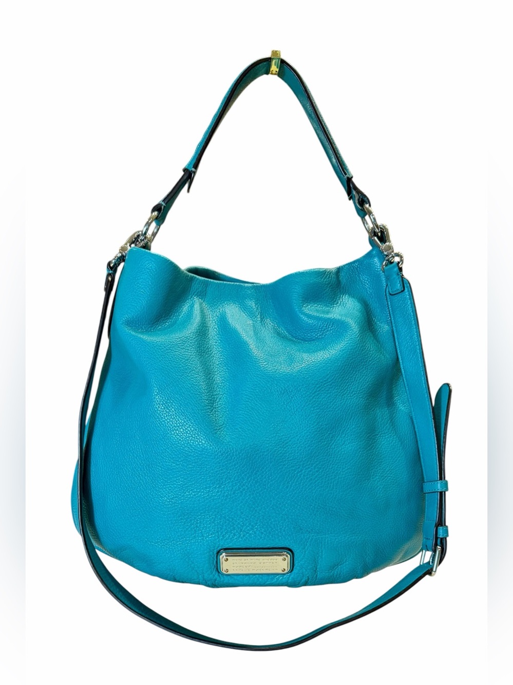 Marc Jacobs Deep Teal Turquoise Leather Hobo/Shoulder Bag Large 14x14 NWOT
